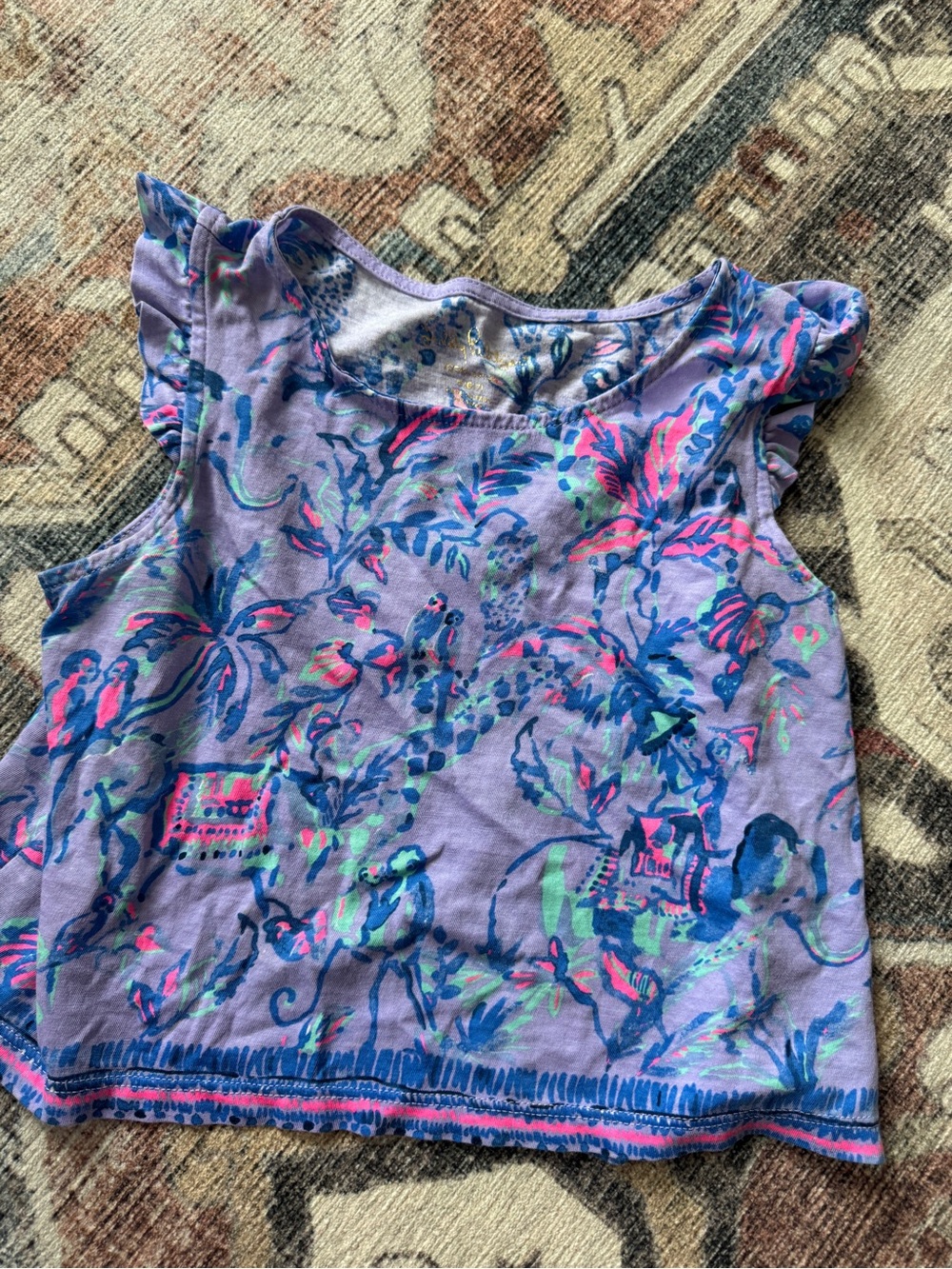 Lilly Pulitzer Lavender Floral & Parrot Print Tank Top